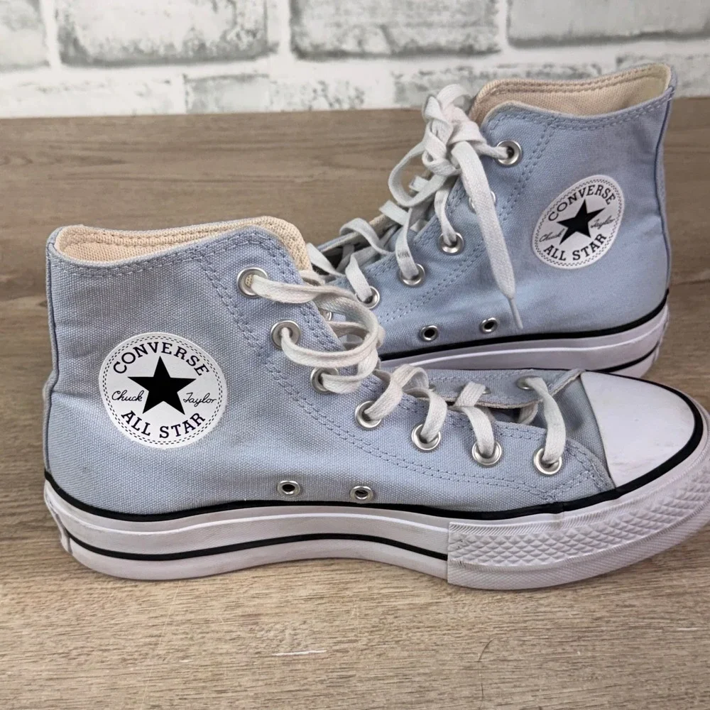 Converse Chuck Taylor All Star Platform Canvas Light Blue Womens 7